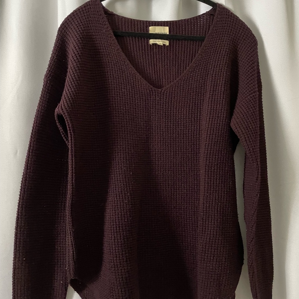 Aritzia V-Neck Burgundy Sweater